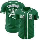 Custom Kelly Green Gray-White Authentic Baseball Jersey