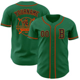 Custom Kelly Green Black-Orange Authentic Baseball Jersey