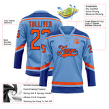 Custom Light Blue Orange-Royal Hockey Lace Neck Jersey