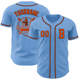 Custom Light Blue Orange-Black Authentic Baseball Jersey