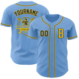 Custom Light Blue Black-Yellow Authentic Baseball Jersey