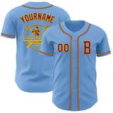 Custom Light Blue Crimson-Yellow Authentic Baseball Jersey