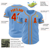 Custom Light Blue Red-Gold Authentic Baseball Jersey