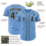 Custom Light Blue Black-Old Gold Authentic Baseball Jersey