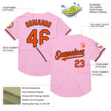 Custom Light Pink Orange-Black Mesh Authentic Throwback Baseball Jersey