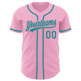 Custom Light Pink Teal Authentic Baseball Jersey