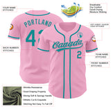 Custom Light Pink Teal Authentic Baseball Jersey