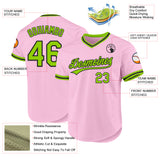 Custom Light Pink Neon Green-Black Authentic Throwback Baseball Jersey