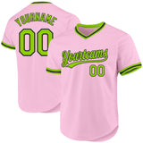 Custom Light Pink Neon Green-Black Authentic Throwback Baseball Jersey