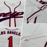 Custom White Red-Navy Authentic Baseball Jersey