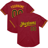 Custom Maroon Black-Gold Mesh Authentic Throwback Baseball Jersey