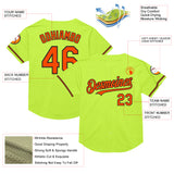 Custom Neon Green Orange-Black Mesh Authentic Throwback Baseball Jersey