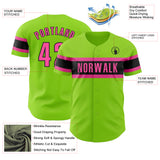 Custom Neon Green Pink-Black Authentic Baseball Jersey