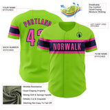 Custom Neon Green Pink-Navy Authentic Baseball Jersey