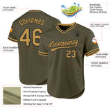 Custom Olive Old Gold-Black Authentic Throwback Salute To Service Baseball Jersey