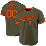 Custom Olive Orange-Black Authentic Throwback Salute To Service Baseball Jersey