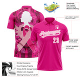 Custom Pink Light Pink-White 3D Pink Ribbon Breast Cancer Awareness Month Women Health Care Support Performance Polo Shirt