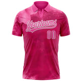 Custom Hot Pink Pink-White 3D Pink Ribbon Breast Cancer Awareness Month Women Health Care Support Performance Polo Shirt