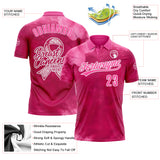 Custom Hot Pink Pink-White 3D Pink Ribbon Breast Cancer Awareness Month Women Health Care Support Performance Polo Shirt