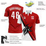 Custom Red White-Black 3D Pattern Design Animal Bull Performance Polo Shirt