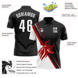 Custom Black White-Red 3D Pattern Design Animal Bull Performance Polo Shirt