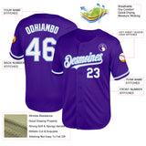 Custom Purple White-Light Blue Mesh Authentic Throwback Baseball Jersey