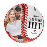 You're Hit Personalized Anniversary Name Date Photo White Baseballs