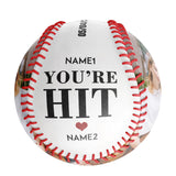 You're Hit Personalized Anniversary Name Date Photo White Baseballs