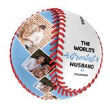 The World's Greatest Husband Personalized Anniversary Name Date Photo White Baseballs