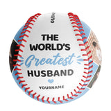 The World's Greatest Husband Personalized Anniversary Name Date Photo White Baseballs