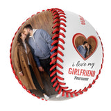 I love My Girlfriend Personalized Anniversary Name Date Photo White Baseballs