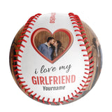 I love My Girlfriend Personalized Anniversary Name Date Photo White Baseballs