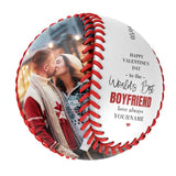 Happy Valentine's Day To The World‘s Best Boyfriend Personalized Anniversary Name Date Photo White Baseballs