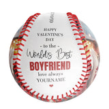 Happy Valentine's Day To The World‘s Best Boyfriend Personalized Anniversary Name Date Photo White Baseballs