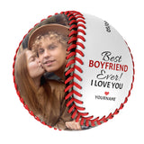 Best Boyfriend Ever Personalized Anniversary Name Date Photo White Baseballs