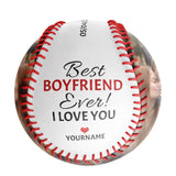 Best Boyfriend Ever Personalized Anniversary Name Date Photo White Baseballs