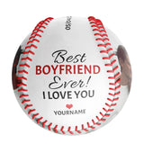 Best Boyfriend Ever Personalized Anniversary Name Date Photo White Baseballs