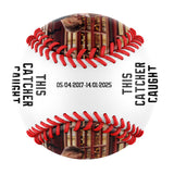 This Catcher Caught Personalized Anniversary Name Date Photo White Baseballs