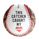 This Catcher Caught Personalized Anniversary Name Date Photo White Baseballs