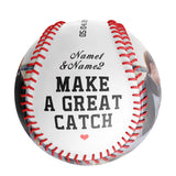 Make A Great Catch With Love Personalized Anniversary Name Date Photo White Baseballs