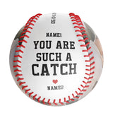 You Are Such A Catch Personalized Anniversary Name Date Photo White Baseballs