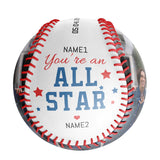 You Are An All Star Personalized Anniversary Name Date Photo White Baseballs