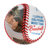 I Love My Girlfriend More Than Baseball Personalized Anniversary Name Date Photo White Baseballs