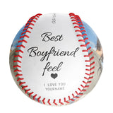 Best Boyfriend Feel Personalized Anniversary Name Date Photo White Baseballs