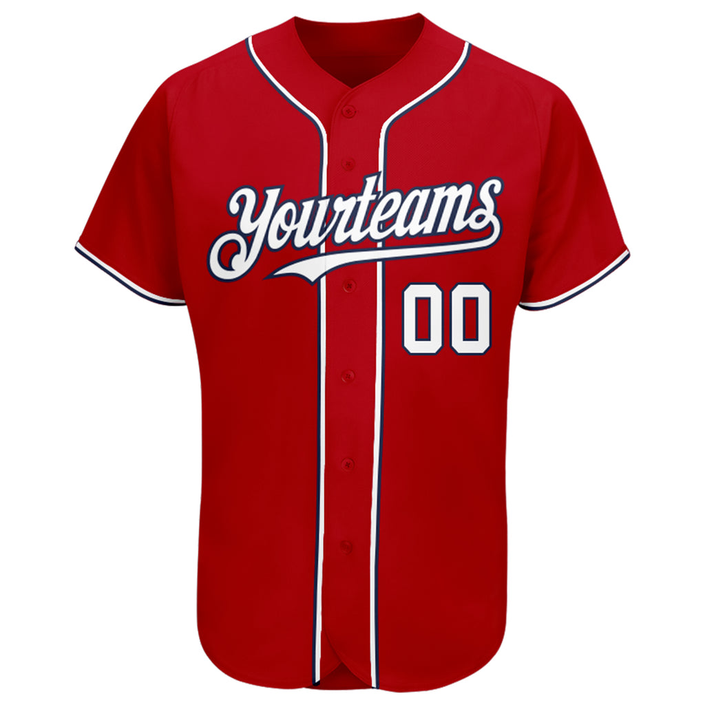 Custom Red White-navy Authentic Baseball Jersey Clearance – Fancustom