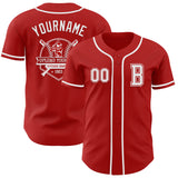 Custom Red White Authentic Baseball Jersey