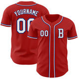 Custom Red White-Royal Authentic Baseball Jersey