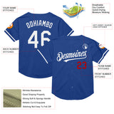 Custom Royal White-Red Mesh Authentic Throwback Baseball Jersey