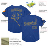 Custom Royal Old Gold Mesh Authentic Throwback Baseball Jersey