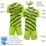 Custom Neon Green Black Lines And Dots Sublimation Soccer Uniform Jersey